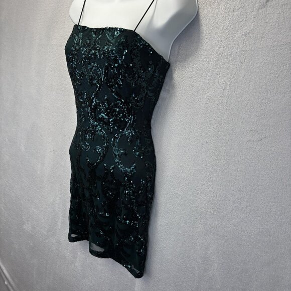 Windsor Green Sequin Mini Party Dress Womens Small S Bodycon Cocktail Holiday - Picture 3 of 12